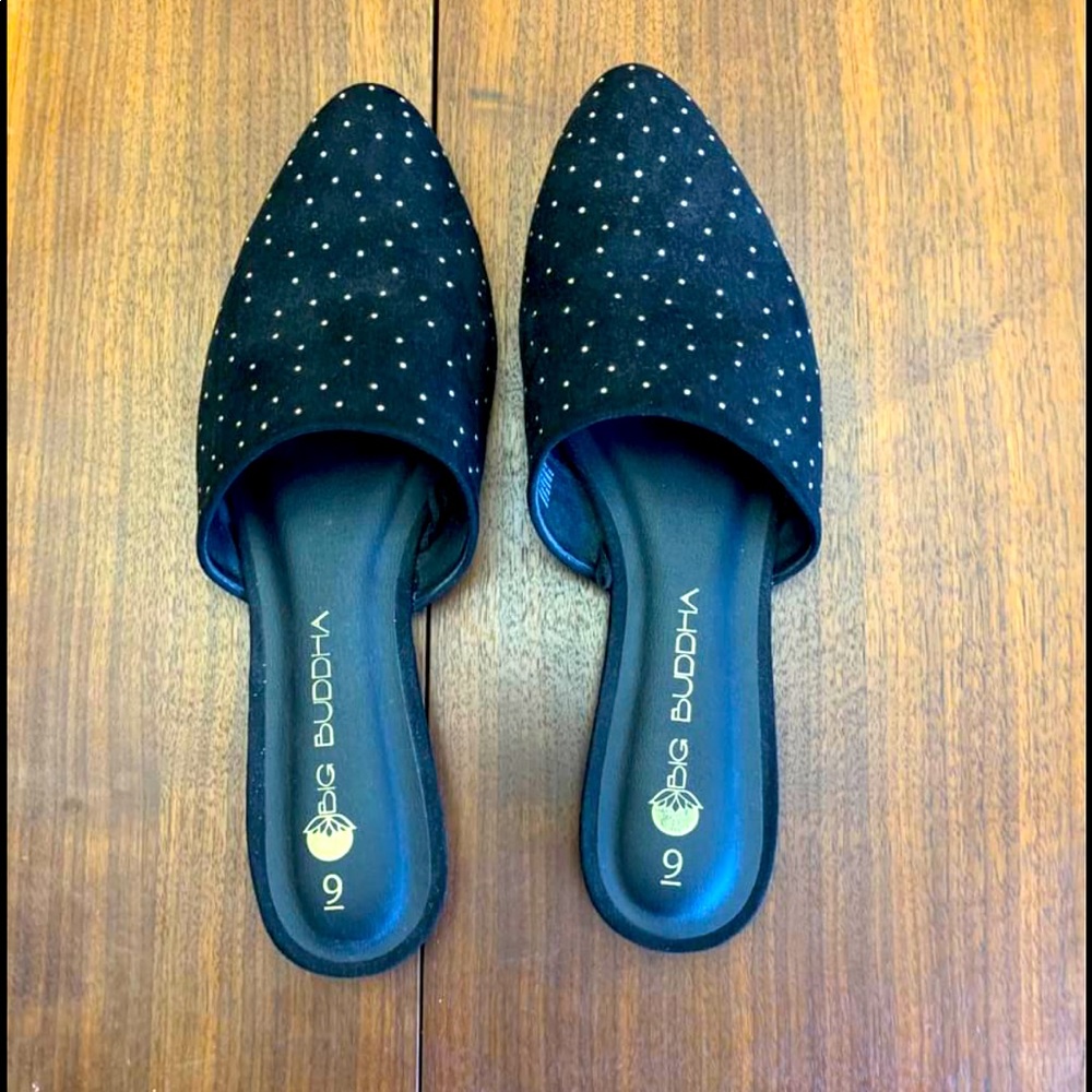 Beaded Black Slides (Women) SZ 9